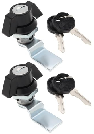 eMagTech 2er Set Vierteldrehverschlüsse aus Zinklegierung mit Schlüsselausschnitt 22mm X 20mm für Schaltschrank Zählerschrank Kleiner Verteiler Zylinderschloss Kippschalter Schwarz