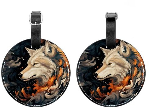 Gepäckanhänger aus Leder mit Aufschrift Hairy Sense Wolf, Gepäckanhänger für Koffer, Reisegepäckanhänger mit Namensausweis, Kreuzfahrt-Handtaschen-Zubehör, Halter für Gepäcktaschen, 2 Stück