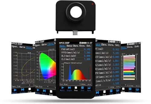 Spektrometer PPFD Meter PAR Quantum Meter Luxmeter CCT CRI-Analyse mit Software, mit kabelloser Fernmessung Beleuchtungs LED Tester (Basisversion)