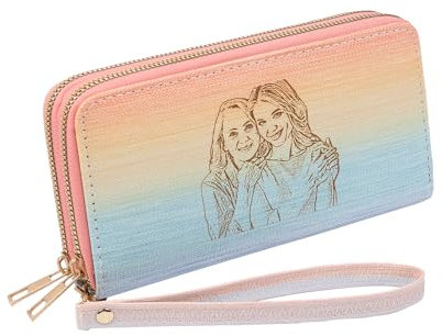 Personalisierte Damen Geldbörse Mit Foto Große Lange Geldbörse Geschenke Für Frauen Geburtstag Muttertag Geldbörse Damen Portemonnaie (A)