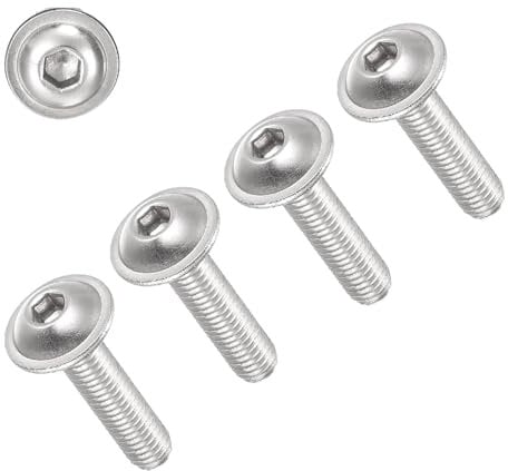 TERF® M4 X 60mm Flange Hex Socket Cap Button Head Machine Screws Stainless Steel A2 (304) Machine Screw M4 (4mm) X 60mm Allen Key Hexagonal Flange Socket Bolts - Pack of 20