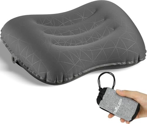 Tavaler Aufblasbars Kissen Ultralight Outdoor Camping Kissen, Camping Kopfkissen Aufblasbar Ergonomisches Reisekissen Aufblasbar Strandkissen (rutschfest+Grau)