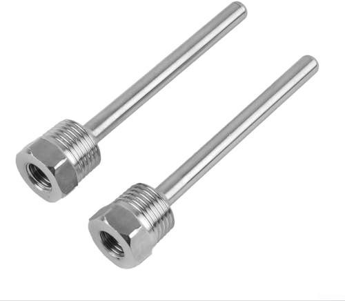 2 Stück G 1/2 Gewinde Tauchhülse Tasche für Temperatursensor, Edelstahl (8 x 100 mm)