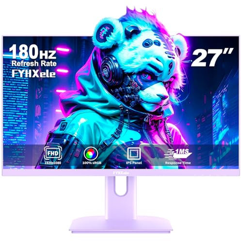 FYHXele Monitor da gioco viola 27 pollici 1080P 180hz FHD (1920X1080) IPS 1ms MPRT 16:9, compatibile con PC, supporto 144hz/165hz/180hz, AMD Freesync Premium, DisplayPort, HDMI e montaggio VESA