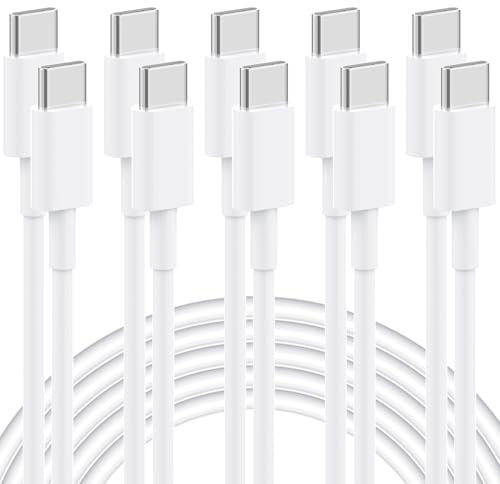 USB C to USB C Cable, 5-Pack 6FT, 60W Fast Charging Power Delivery for iPhone 15/15 Pro/15 Plus/15 Pro Max, iPad Mini 6/Pro 2021, MacBook Pro 2020, Samsung Galaxy S23, Switch