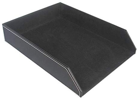 Gokeet PU Leather Collection Letter Tray, Document Desk Organizer,Stackable Office File Document Tray Holder (Black)