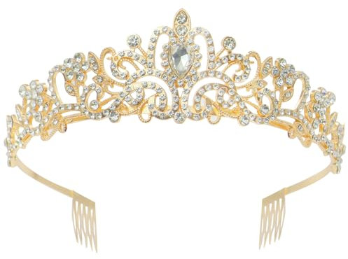 alwaiiz Krone Damen, Tiara Hochzeit mit Kamm, Kristallkrone Strass Krone, für Hochzeiten, Abschlussbälle und Geburtstagsfeiern