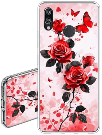 JEZSTHAI Handyhülle Kompatibel mit Huawei P20 Lite Hülle Silikon Weiche Fallschutz Stoßfeste Kratzfeste Durchsichtige Schutzhülle mit Aesthetic Muster Rose