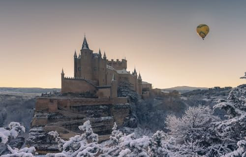 1000-teiliges Puzzle, Burg Hohenzollern und Ballon im Winter, einzigartiges Geburtstags, 70 x 50 cm