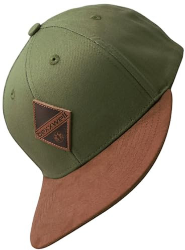 Bexxwell Cappellino Snapback per bambini con toppa in pelle (Junior, Kids, vestibilità ottimale, berretto, unisex), verde, Taglia unica