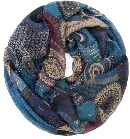 Gloop Damen Schal Loop Schal Feinstrick Loop mit Ethno Punkte Muster