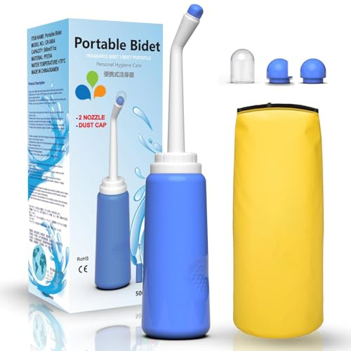 Giural 500Ml Po Dusche & Wochenbett, Spart Toilettenpapier, Neuer Duschkopf, Zuhause Und Als Mobiles Reise Bidet, Nachhaltige Po-Dusche, Tragbar, Reisetasche