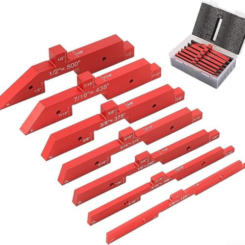 Ein Must-Have-Werkzeugset, die komplette siebenteilige Lineal-Block-Kollektion (rot)