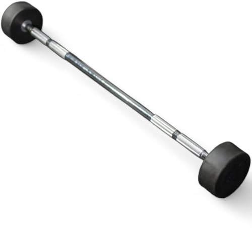 Fixed Weight Rubber Barbells, Straight Handle, Chrome Steel Bar 10kg-40kg, Modern Fitness