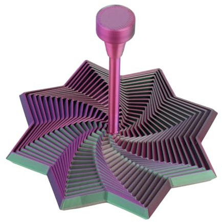 Fukaisu 3D Expandierter Fidget Stern, Bunter Fraktaler Druckabbau Achteckstern mit Griff und Rotierendem Spiraldesign Entspannungstools für Den Büro-Schreibtisch