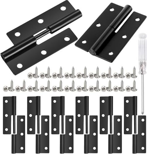 41 Piezas Juego de Bisagras Negras Bisagras Desmontables de Hierro Compuesto por 8 Bisagra de Elevación (62 x 37 x 1.5 MM) con 32 Tornillos y Destornillador para Armarios Puertas Ventanas