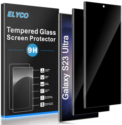 ELYCO Sichtschutz Schutzfolie für Samsung Galaxy S23 Ultra für Panzerglas, 2 Stück Anti-Spy Sichtschutzfolie, Privacy Displayschutz, 9H Härte, Kratzfest, Blasenfrei