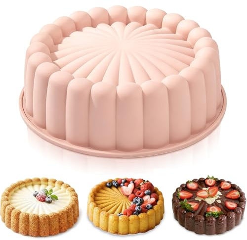 YXHZVON Silikon Backform Rund 8 Zoll Kuchenform in Blumenform Ø 20 cm Rosa | Lebensmittelechtes Silikon BPA-frei Hitzebeständig -40 °C ~240 °C Silikonform für Backöfen Gefrierschränke und Geschirrspüler