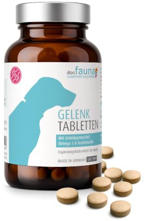 Gelenktabletten Hund – 100 Tabletten mit Grünlippmuschel, Teufelskralle, Glucosamin, MSM & Omega-3 – Ergänzungsfuttermittel für Hunde – Made in Germany