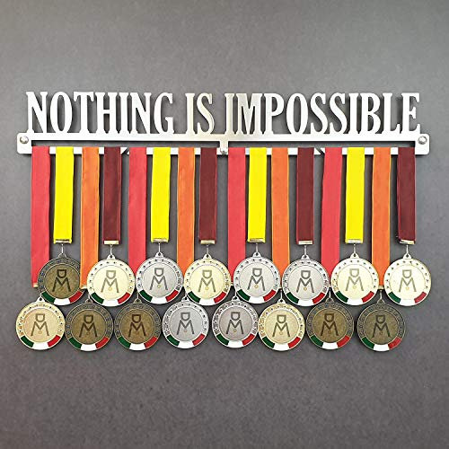 Nothing IS Impossible - Medagliere da Parete - Porta medaglie Motivazionale - Sport Medal Hanger - Display Rack (750 mm x 105 mm x 3 mm)