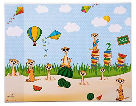 goldbuch Schreibunterlage, Erdmännchen, 49 x 38 cm, Mit seitlicher Einstecklasche, Laminierter Kunstdruck, Blau/grün, 75029