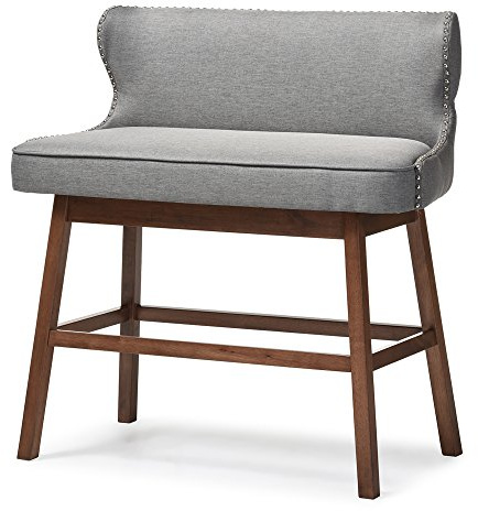 Baxton Studio Gradisca Modern und Zeitgenössisch Grauer Stoff mit Knöpfen gepolstert Bar Bank Banquette