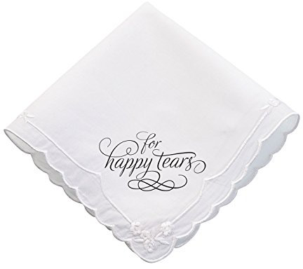 Lillian Rose HA180 HT Wedding Andenken Einstecktuch For Happy Tears Baumwolltaschentuch, 30,5 cm, Textil, Weißes Metall