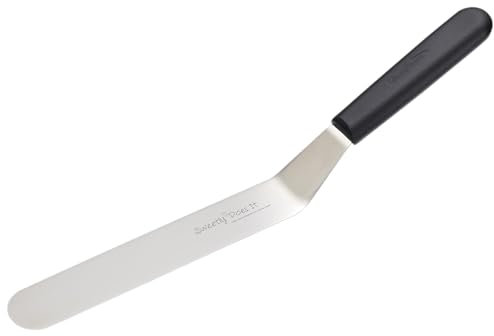 KitchenCraft Sweetly Does It Palette Knife / Icing Spatula with Angled Blade, Stainless Steel, 38 cm, Silver / Black