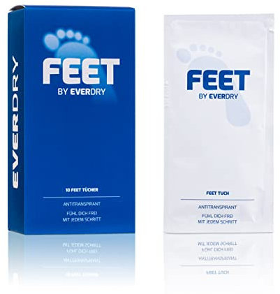 EVERDRY Antitranspirant Feet Tücher | 10 Stück | gegen Schweißfüße | gegen nasse Füße & unangenehmen Fußgeruch | Sofort-Effekt