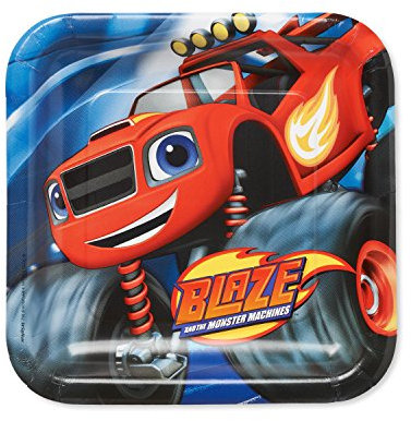 amscan 551582 Blaze and the Monster Machines Square Dinner Paper Plates 23cm - 8 Pcs