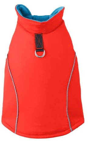 Gooby Sportweste, Hundejacke, reflektierend, mit D-Ring-Leine, warmes Fleece gefüttert, Klettverschluss für kleine bis mittelgroße Hunde, Orange, Größe M