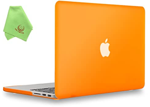 UESWILL, custodia rigida opaca per MacBook, morbida al tatto, include panno in microfibra, Orange, Macbook Pro 13 con Retina Display