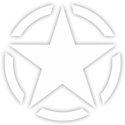 Aufkleber Army Stern, weiß, Ø 5cm, kfz384, außenklebend für Auto, LKW, Motorrad, Moped, Mofa, Roller, Fahrzeuge, UV- und witterungsbeständig, für Waschanlagen geeignet