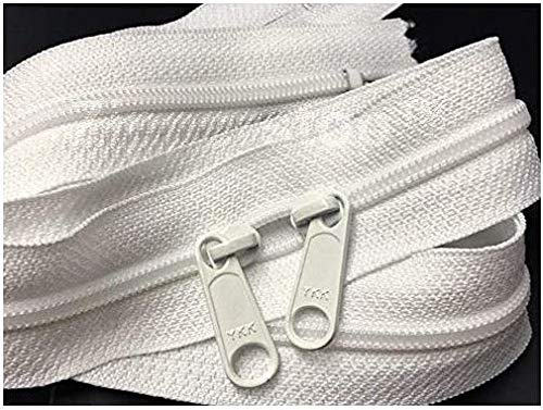 Zipperstop Wholesale - Double Slide Zipper YKK #4.5 Coil with Two Long Pull Head to Head Closed Ended on Both Sides Made in USA (30 inch - 2pcs, White)