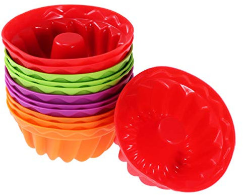 OUNONA 12Pcs Silikon Gugelhupf Backform, Wiederverwendbare Kuchenform Set für DIY Backen(gelegentliche Farben)