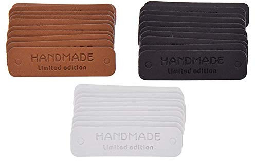 48 / 30Pcs Handmade Kleidung Kleidungsstück PU Leder Etiketten Tags Für Jeans Taschen Schuhe Diy Dekoration, 30pcs mit 3 Farben