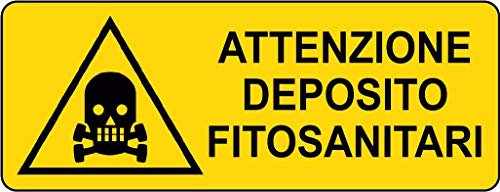 ADESIVO PERICOLO ATTENZIONE DEPOSITO FITOSANITARI 125x330 mm