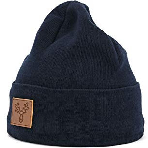 ELKLINE Umschlagmütze mit Elch-Logo Baumwolle Strickmütze, Farbe:dunkelblau