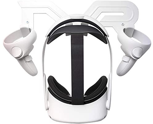 SHINEVERY VR Headset and Controller Wall Mount Storage Stand Hook Compatible for Oculus Quest 2, Quest, Rift S, Hp Reverb G2, HTC Vive, Vive Pro, Cosmos, Elite, Valve Index, Playstation VR (White)