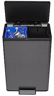 Rubbermaid and Kitchen Waste and Recycling, 10.6 Gallon, Charcoal, Stainless Steel Metal, Blue, 10.5 Gallon