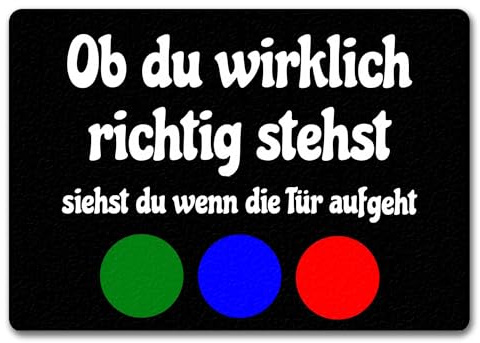 speecheese Fussmatte Ob du wirklich richtig stehst mit lustigem Spruch schwarz rutschfeste Türmatte witzig Schuhabstreifer die perfekte Geschenkidee Spruch-Geschenke Fernsehen Nostalgie