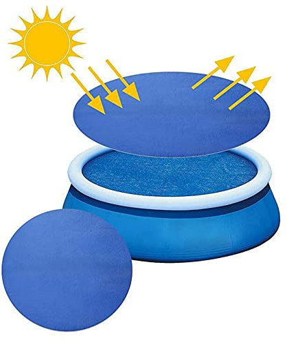 Poolabdeckplane 8FT-15FT Rund Schwarz Blau Pool Cover Solar | Abdeckung Pool UV-Stabil & reißfest | Abdeckplane Solarplane,Schutzplane Wasserdicht Staubdicht Winddicht Solarabdeckung (360CM, Blau)