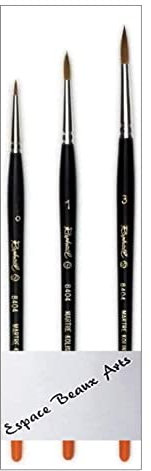 Pinceau Raphael Series 8404,kolinsky Rouge Sable Pinceau,Set 3 pcs, 0, 1, 3 (Raphael France)