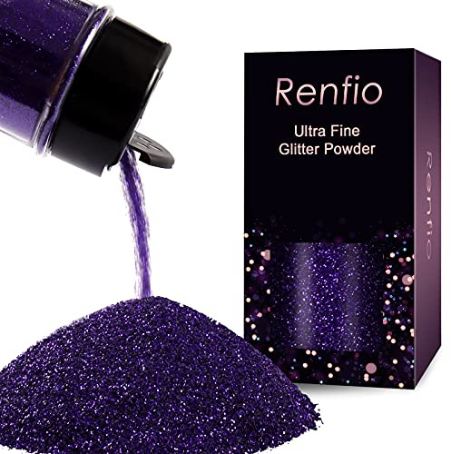 Renfio Glitzer Powder, 1.75 Oz (50g) glitzer gesicht, 1/128 0.008 0.2mm Ultra Fine Glitzerpulver For Garten Deko, Glitzer Basteln, Nail Powder, Body Glitzer Haare - Aubergine Lila