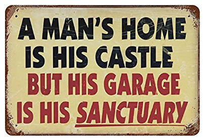Lawenp Vintage Blechschild A Man's Home Is His Castle - Wandkunst Dekor Metallschild Filmplakat Home Bar Cafe Club Garten Farm Garage Dekoration 8 × 12