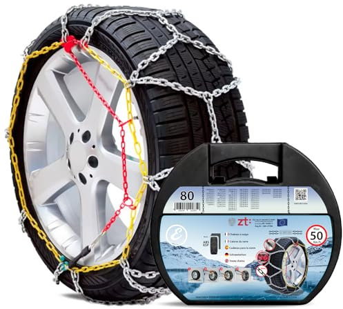 Catene Da Neve In Metallo 9 mm Omologate TUV e GS Onorm Montaggio Rapido Per Auto Macchina Furgone SUV Con Tensionatore Autobloccante (Misura 80)