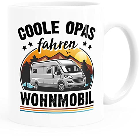 Moonworks® Kaffee-Tasse Camping coole Opas fahren Wohnmobil Geschenk für Großvater Campingfan Spruch lustig weiß standard