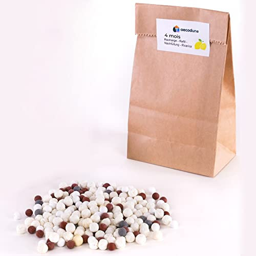 4 Monate Waschen mit dem aecodune Nachfüllung fur Öko Waschball - 80 Wäschen - Natürliches Waschmittel Pulver in Wäscheperlen Zero Waste - Waschmittel Sensitiv - Ätherisches Öl Zitrone