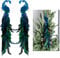 Ercheng 2 Pcs Peacock Christmas Ornaments, 18.9 Inch Glittered Bird Clip-On Artificial Peacock Natural 3D Peacock Feather Decorations for Christmas Tree
