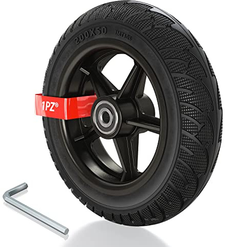 1PZ 200x50 Vollreifen 8 Zoll für E-Scooter Elektroroller | Pannensicherer Vollgummireifen ohne Schlauch, Ersatzreifen für Elektroroller, Scooter und ähnliche Modelle mit 200x50 Reifen
